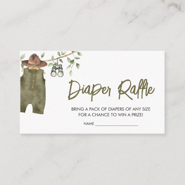 Safari Little Wild One Baby Clothes Diaper Raffle Enclosure Card (Front)