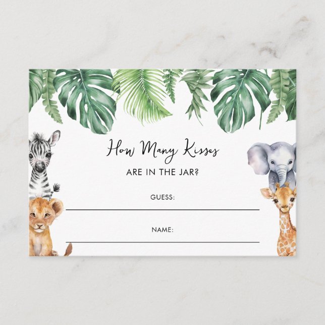 Safari Little Wild One How Many Kisses Baby Shower Enclosure Card (Front)