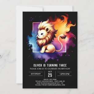 Safari Minimalist Lion Birthday Invitation