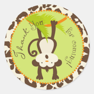 Safari Monkey Animal Print Baby Shower Classic Round Sticker