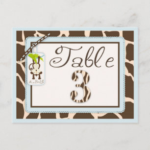 Safari Monkey Animal Print Baby Shower Table Card