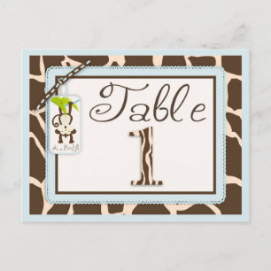 Safari Monkey Animal Print Baby Shower Table Card