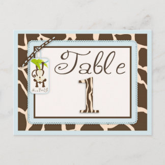 Safari Monkey Animal Print Baby Shower Table Card