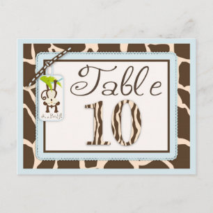 Safari Monkey Animal Print Baby Shower Table Card