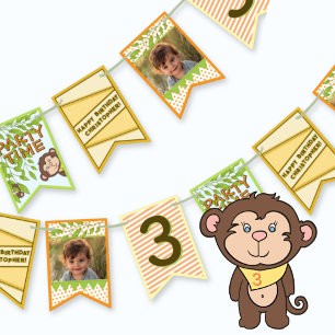 Safari Monkey Birthday  Bunting