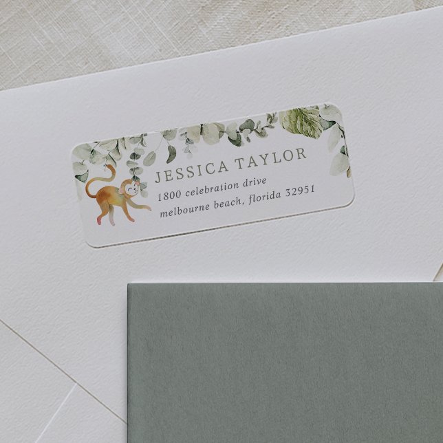 Safari Monkey Botanical Return Address (Creator Uploaded)