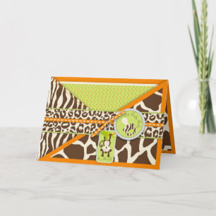 Safari Monkey & Pacifier Animal Print Baby Shower Announcement