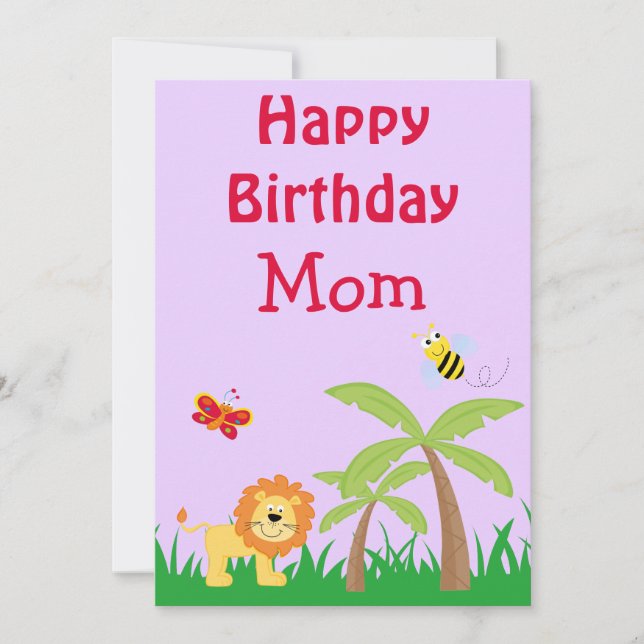 Safari Mum's Birthday Lavender Holiday Card (Front)