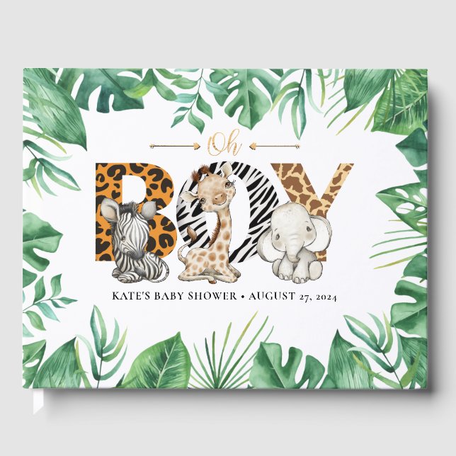 Safari Oh Boy! Baby Shower Guest Book (Front)
