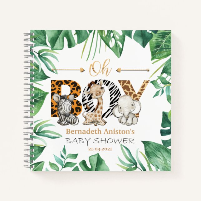Safari Oh Boy! Baby Shower Guest Book (Front)