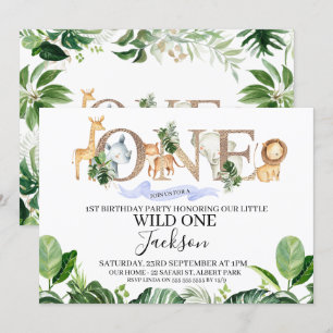 Safari One Boys Birthday Invitation