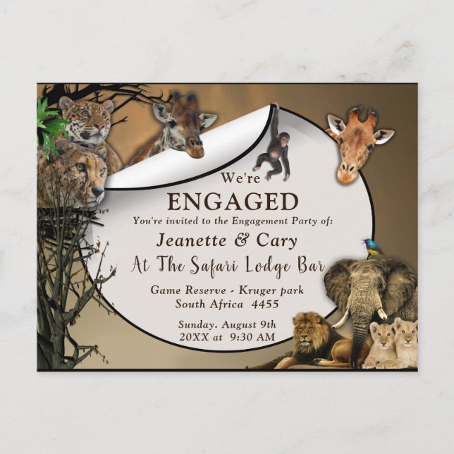Safari Outdoor Engagement Invitation Postcard (Front)