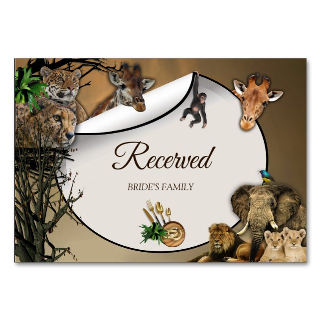 Safari Outdoor Wedding Reserved Card (Front)