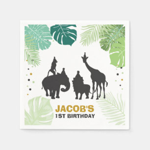 Safari Paper Napkins Zoo Wild Jungle Animals Black