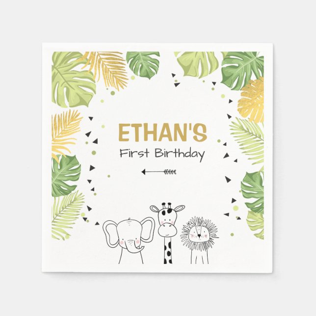 Safari Paper Napkins Zoo Wild Jungle Animals Boy (Front)