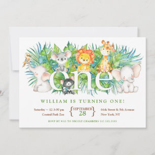 Safari Park 1st Birthday Invitations