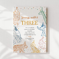 Safari Party 3rd Animals Birthday Invitation