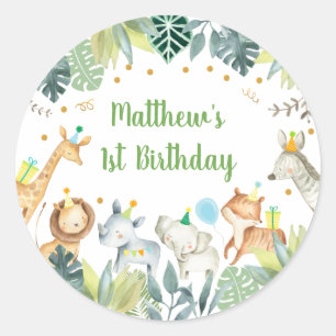 Safari Party Animal Jungle Birthday Classic Round Sticker
