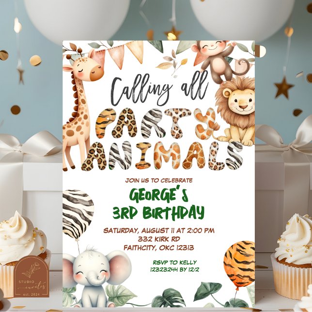 Safari Party Animals birthday invitation (Creator Uploaded)