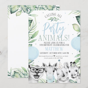 Safari Party Animals Birthday Invitation for a Boy