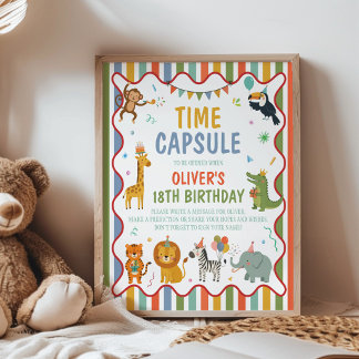 Safari Party Animals Birthday Time Capsule Sign