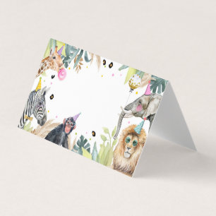 Safari Party Animals Food Label Girl Birthday Business Card