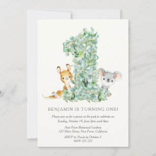 Safari Party Elegant 1st Birthday Invitation