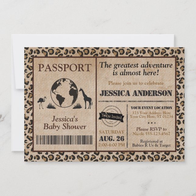 Safari Passport Baby Shower Invitation (Front)