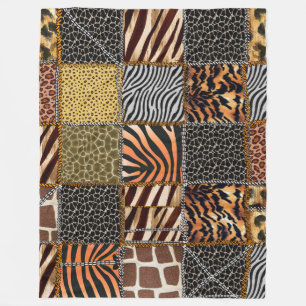 Safari patchwork Fleece Blanket, Large