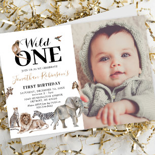 Safari Photo 1st Birthday Party Invitation