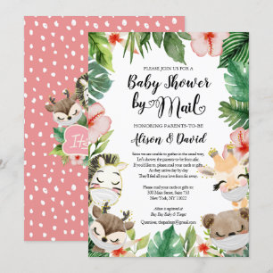 Safari Pink Floral Greenery Girl Shower by Mail In Invitation