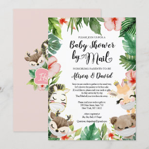 Safari Pink Floral Greenery Girl Shower by Mail Invitation
