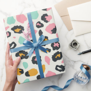 Safari Pink Pastel Leopard Spots Wrapping Paper
