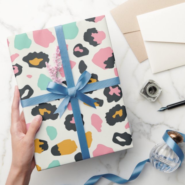 Safari Pink Pastel Leopard Spots Wrapping Paper (Gifting)