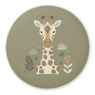 Safari Portrait Giraffe ID1264 Ceramic Knob