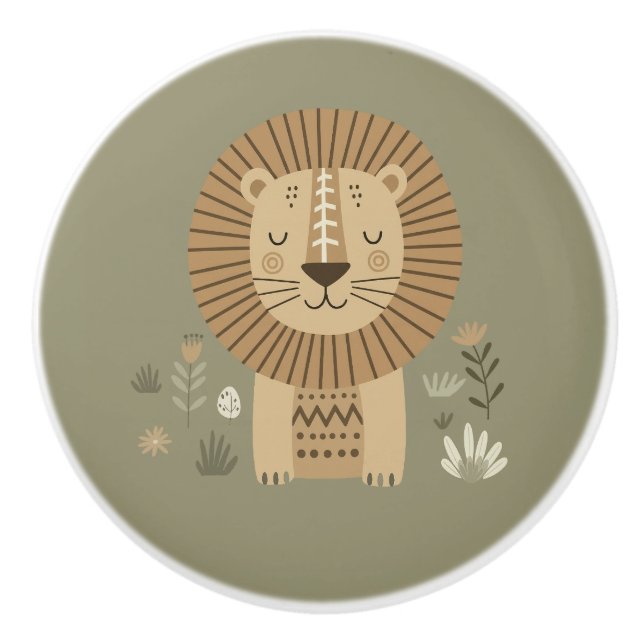 Safari Portrait Lion ID1264 Ceramic Knob (Front)