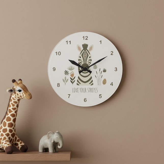 Safari Portrait Zebra Ivory ID1264 Large Clock (Creator Uploaded)