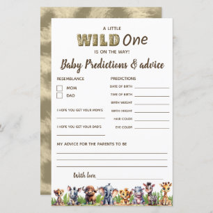 Safari Predictions/Advice Baby Shower Budget Card