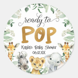 Safari Ready To Pop Baby Shower Sticker