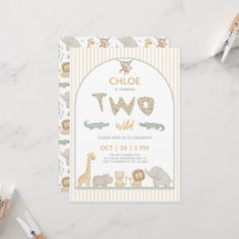 Safari Sage Green and Yellow Two Wild 2nd Birthday