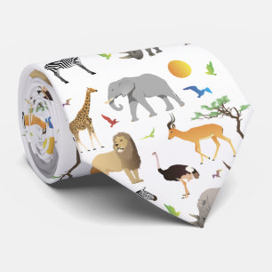 Safari Savanna Animals Pattern Tie
