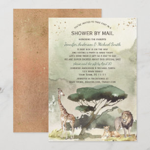 Safari Savanna Sahara Animals Baby Shower by Mail Invitation