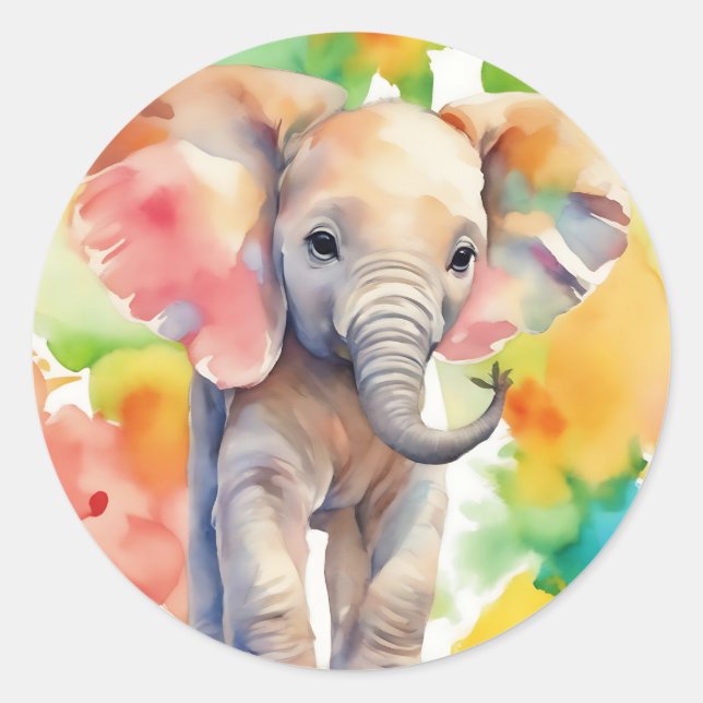 Safari Serenity Elephant Classic Round Sticker (Front)