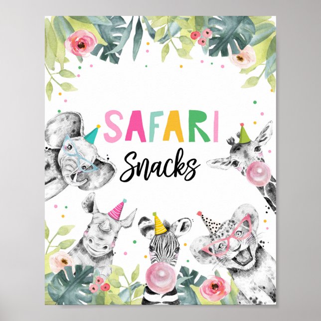 Safari Snack Safari Party Animals Birthday Sign (Front)