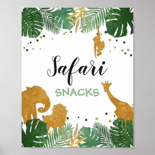 Safari snacks Sign Zoo Jungle Food table decor (Front)