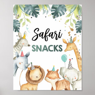Safari Snacks Wild Animals Boy Birthday Table Sign
