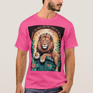 Safari Spirit – Majestic Lion with Floral Jungle T-Shirt