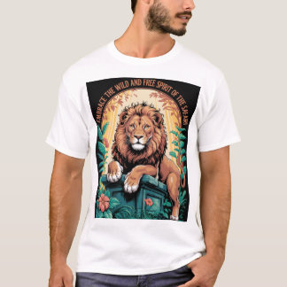 Safari Spirit – Majestic Lion with Floral Jungle  T-Shirt