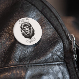Safari Squad African Lion Head Zoo Adventure 6 Cm Round Badge