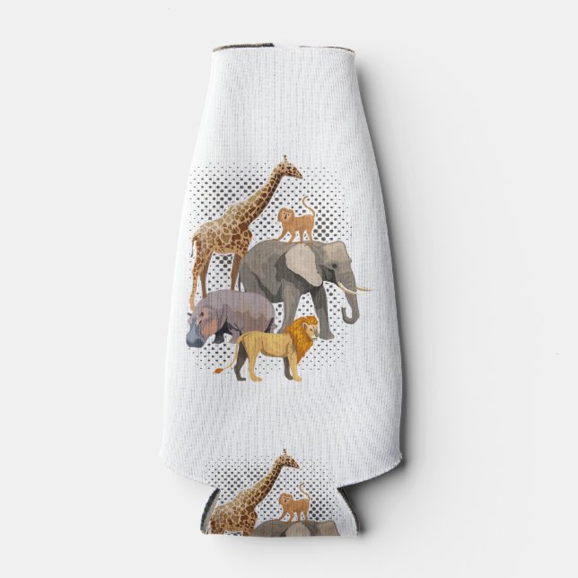 Safari Squad African Safari Animals Funny Zoo Anim Bottle Cooler (Front)